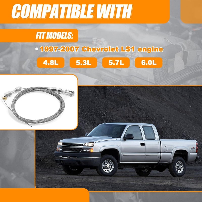 daola888 كابل دواسة السرعة بطول 36 بوصة، متوافق مع محرك شيفروليه LS1 من 1997-2007، 4.8L 5.3L 5.7L 6.0L، مجموعة خط الوقود لتبديل LS. - Image 2